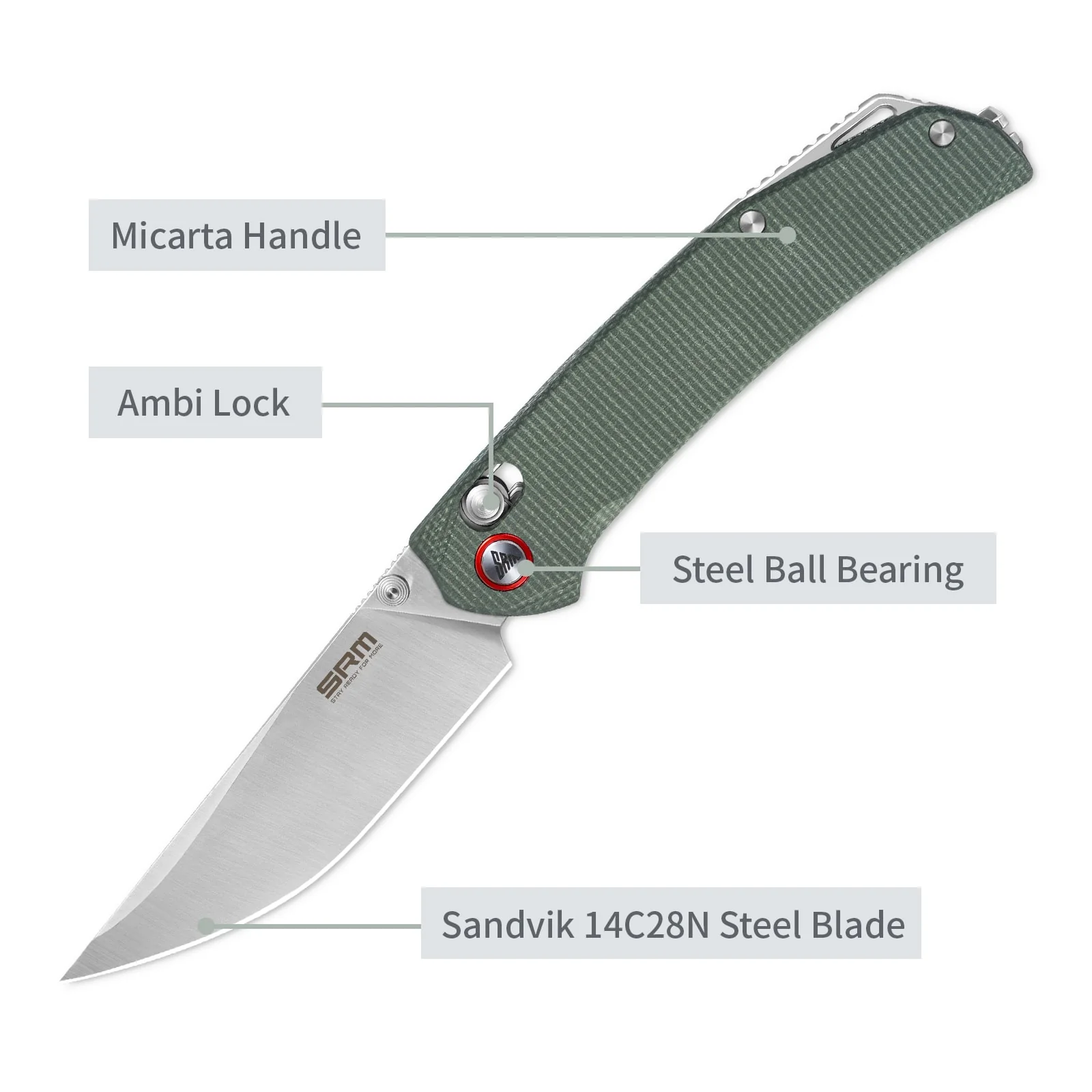 SRM Asika 411L-MG (3.46" 14C28N Blade, Micarta Handle) - Image 3