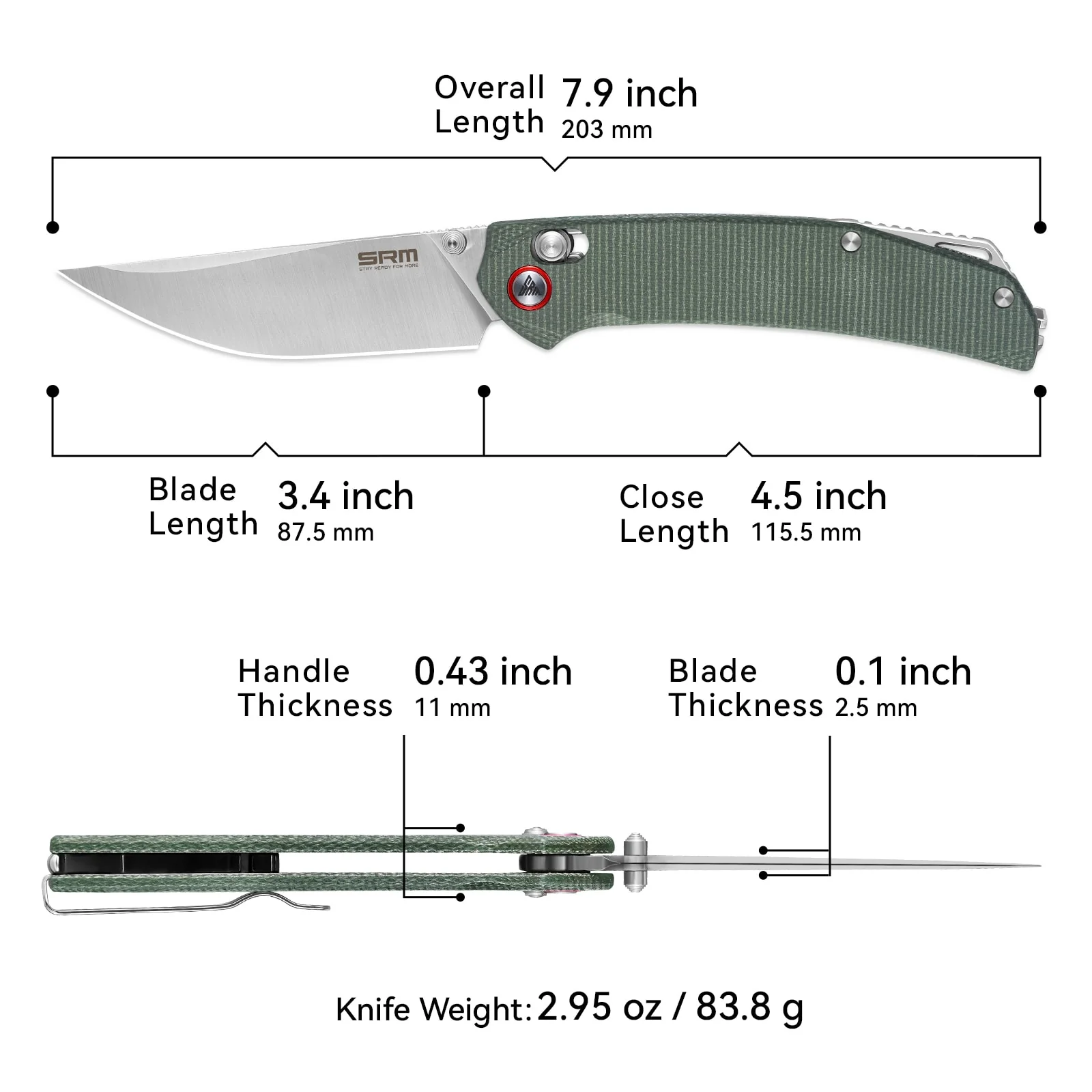 SRM Asika 411L-MG (3.46" 14C28N Blade, Micarta Handle) - Image 5