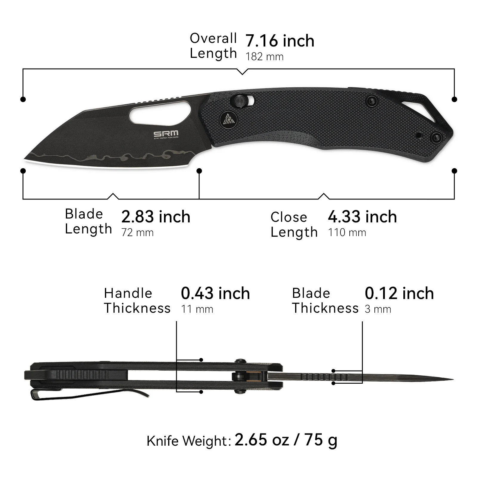 SRM Cub 261M-GB2 (2.83" Laminated 140Cr Blade, G10 Handle) - Image 4