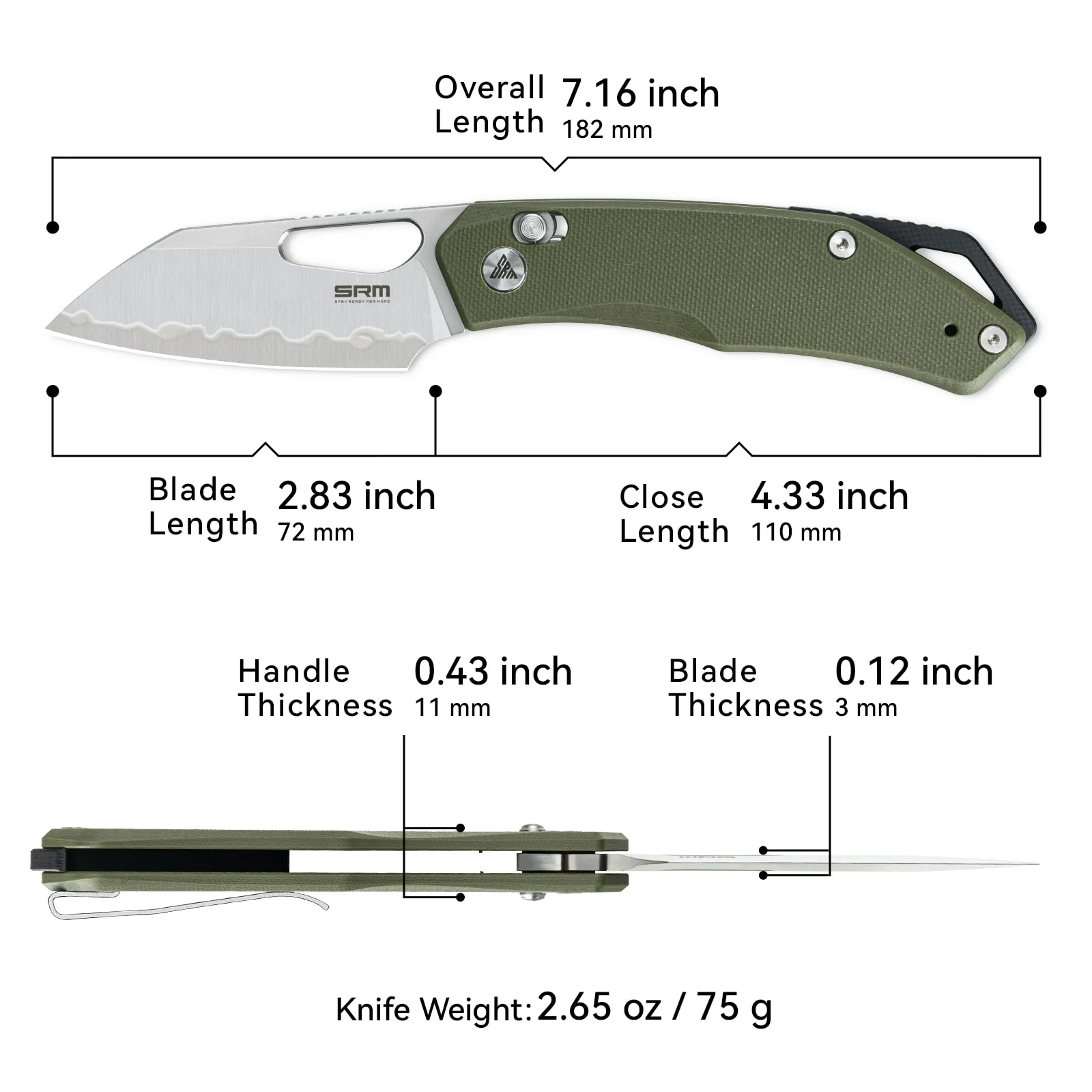 SRM Cub 261M-GP2 (2.83" Laminated 140Cr Blade, G10 Handle) - Image 3