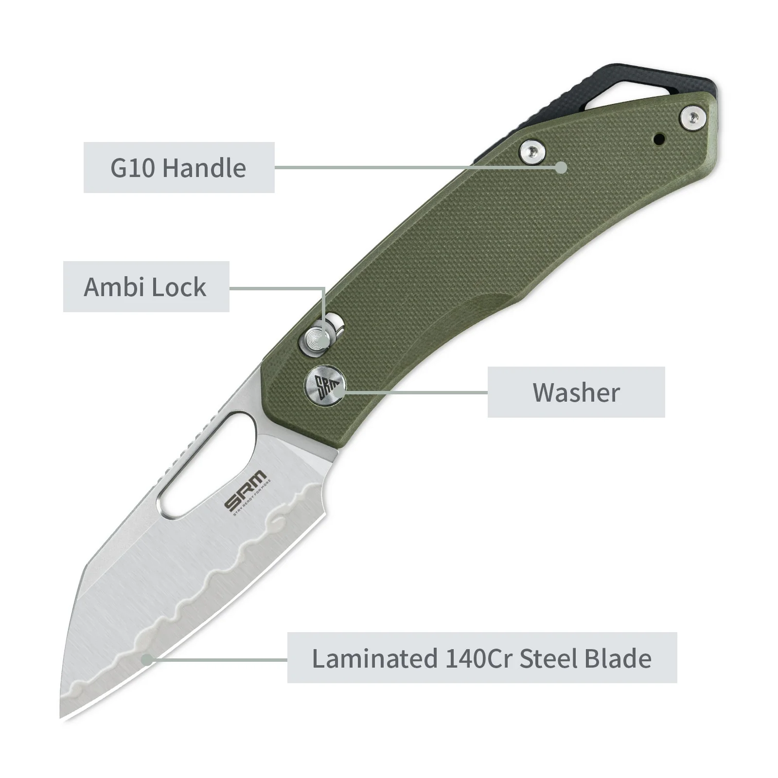 SRM Cub 261M-GP2 (2.83" Laminated 140Cr Blade, G10 Handle) - Image 4