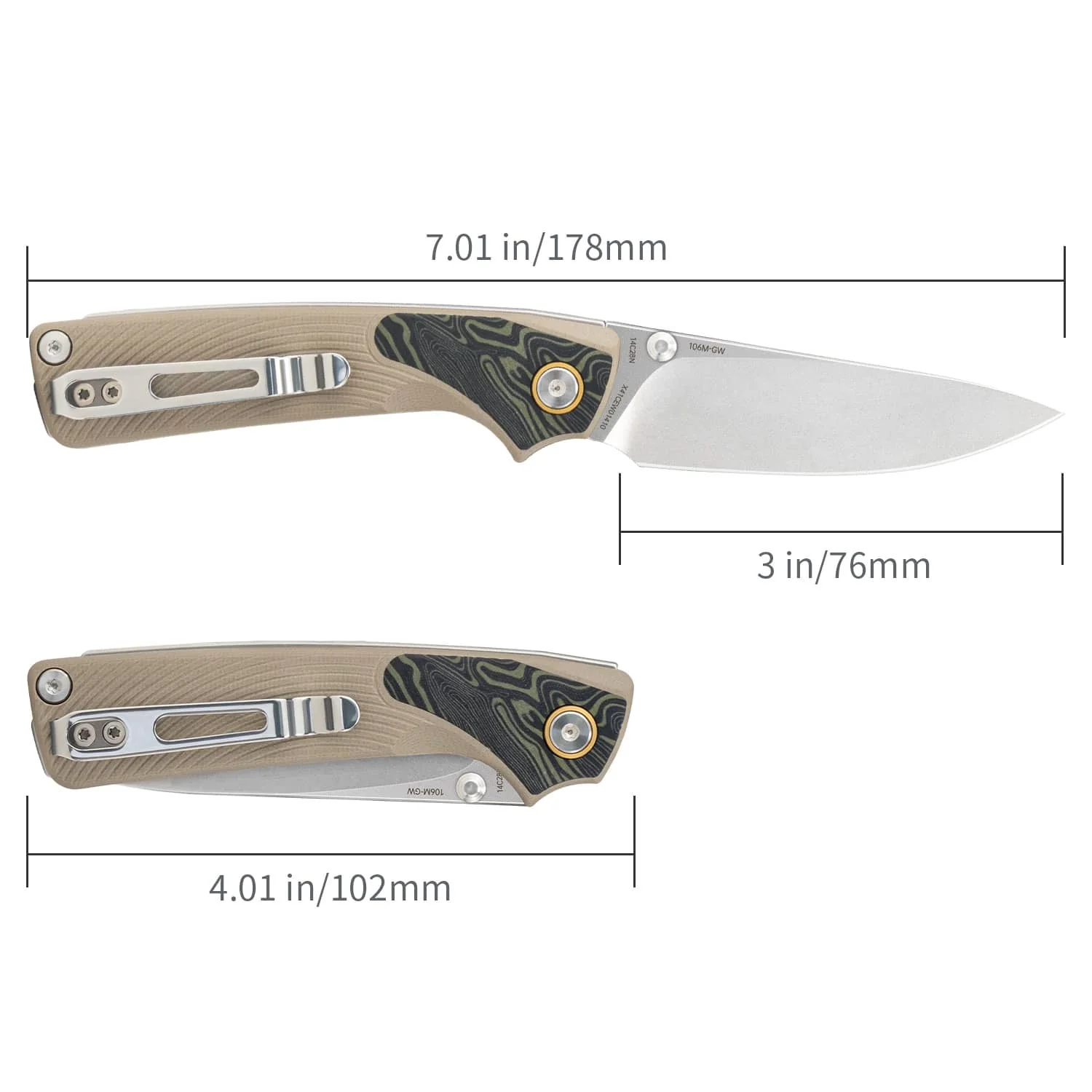 SRM Dome 106M-GW (2.99" 14C28N Blade, G10 Handle) - Image 4