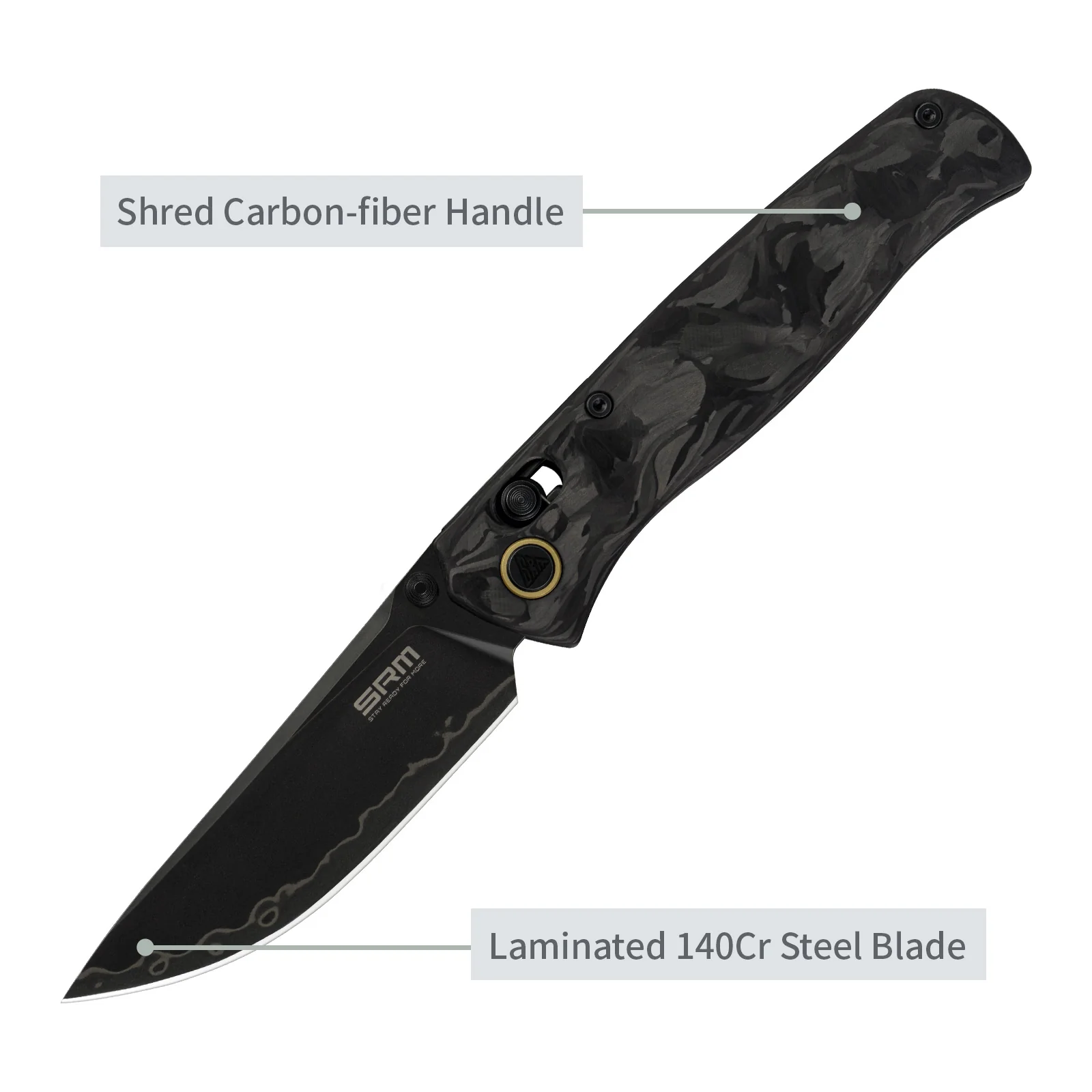 SRM Medal 255L-FB2 (3.2” Laminated 140Cr Steel Blade, Carbon-fiber Handle) - Image 3