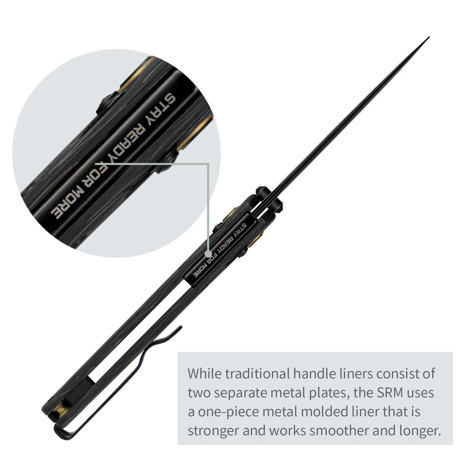 SRM Medal 255L-FB2 (3.2” Laminated 140Cr Steel Blade, Carbon-fiber Handle) - Image 4