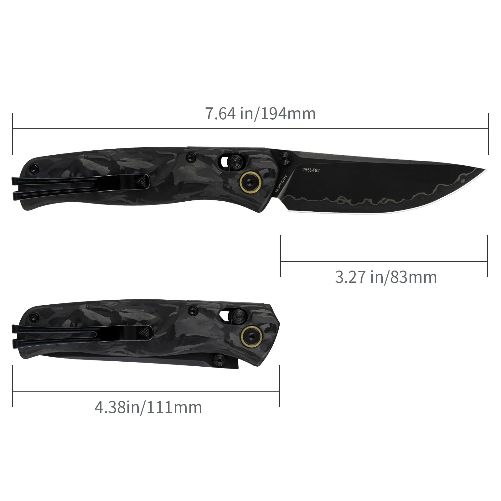 SRM Medal 255L-FB2 (3.2” Laminated 140Cr Steel Blade, Carbon-fiber Handle) - Image 7