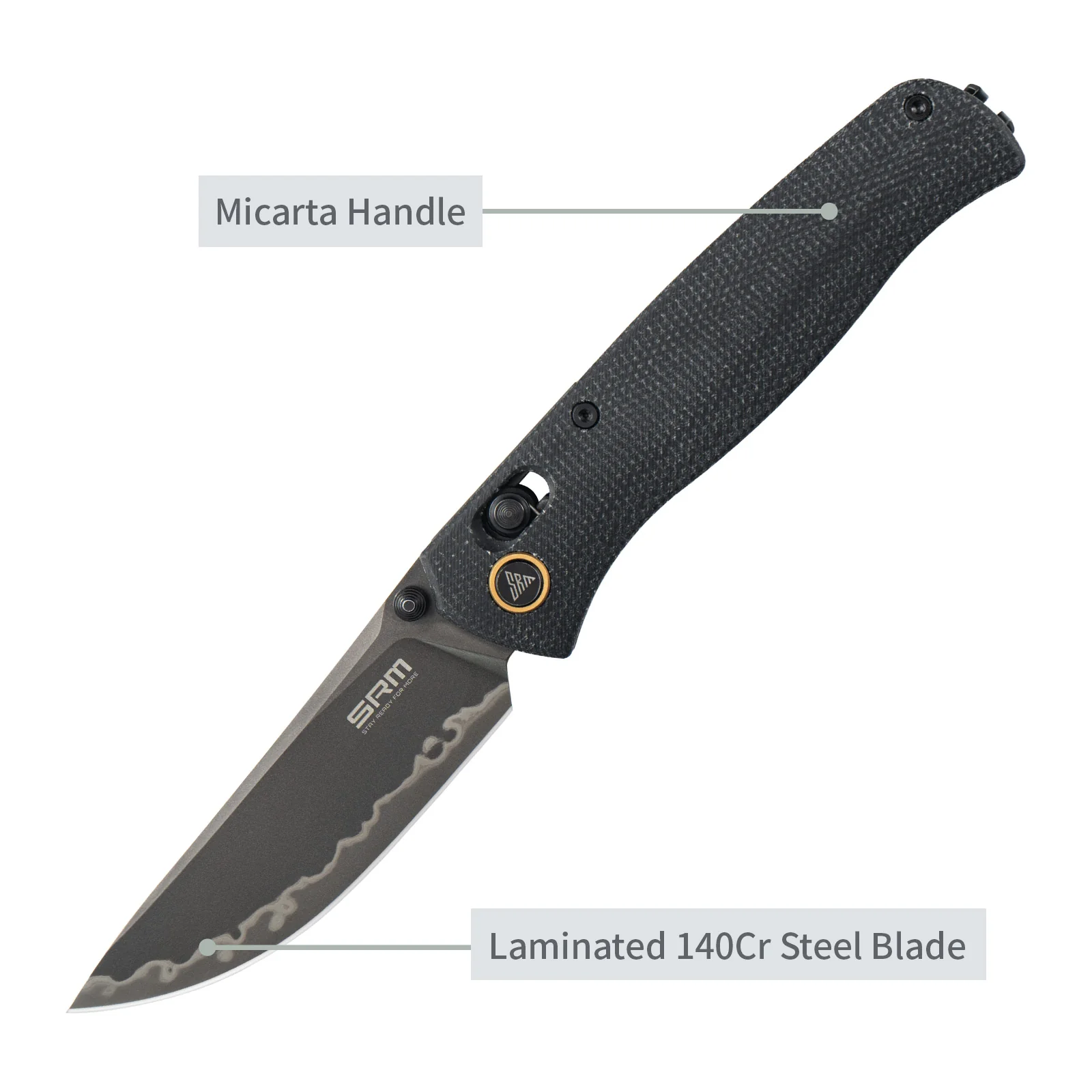 SRM Medal 255L-MB2 (3.2” Laminated 140Cr Steel Blade, Micarta Handle) - Image 3