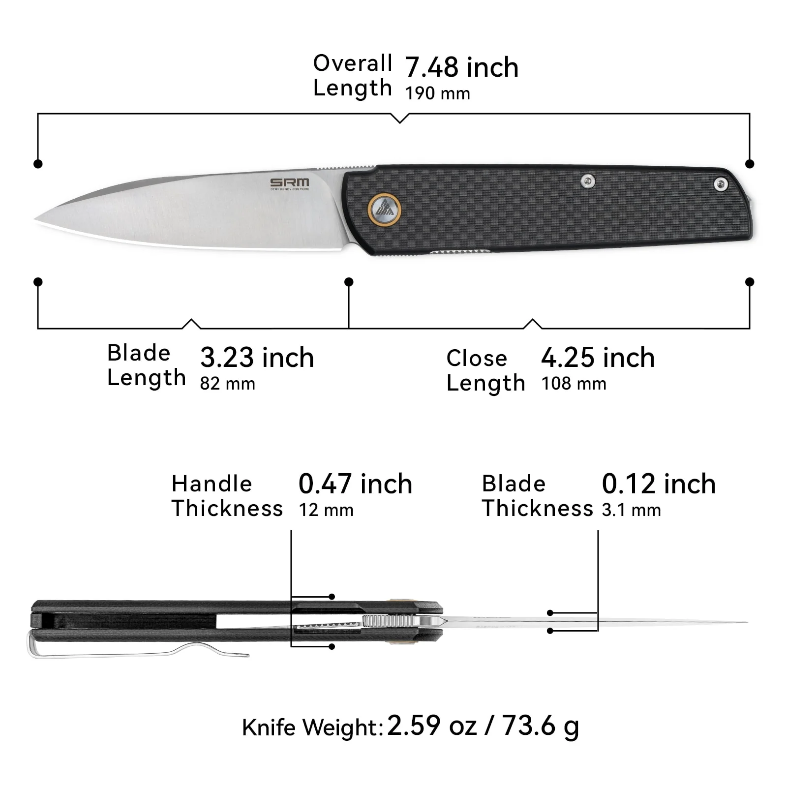 SRM Qrick 408L-KB (3.23“ 14C28N Blade, G10 Handle) - Image 6
